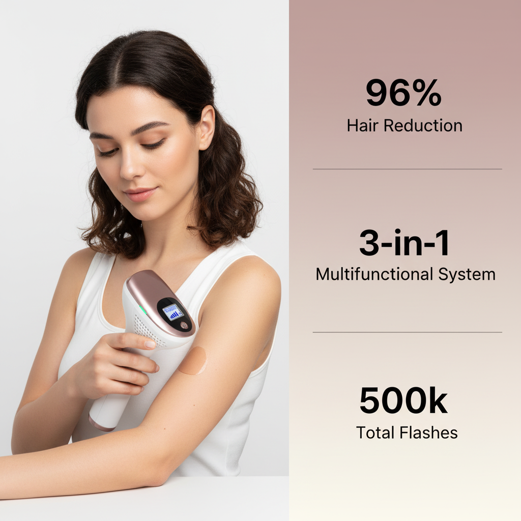 3 in 1 Portable Hair Remover Laser Permanent Whole Body Treatment Ipl Painless Hair Removal Device for Home Use